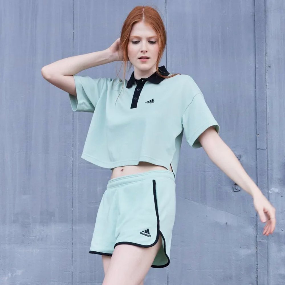 [NEW] Adidas Cropped Avocado Green Summer Polo Crop Top Shirt
